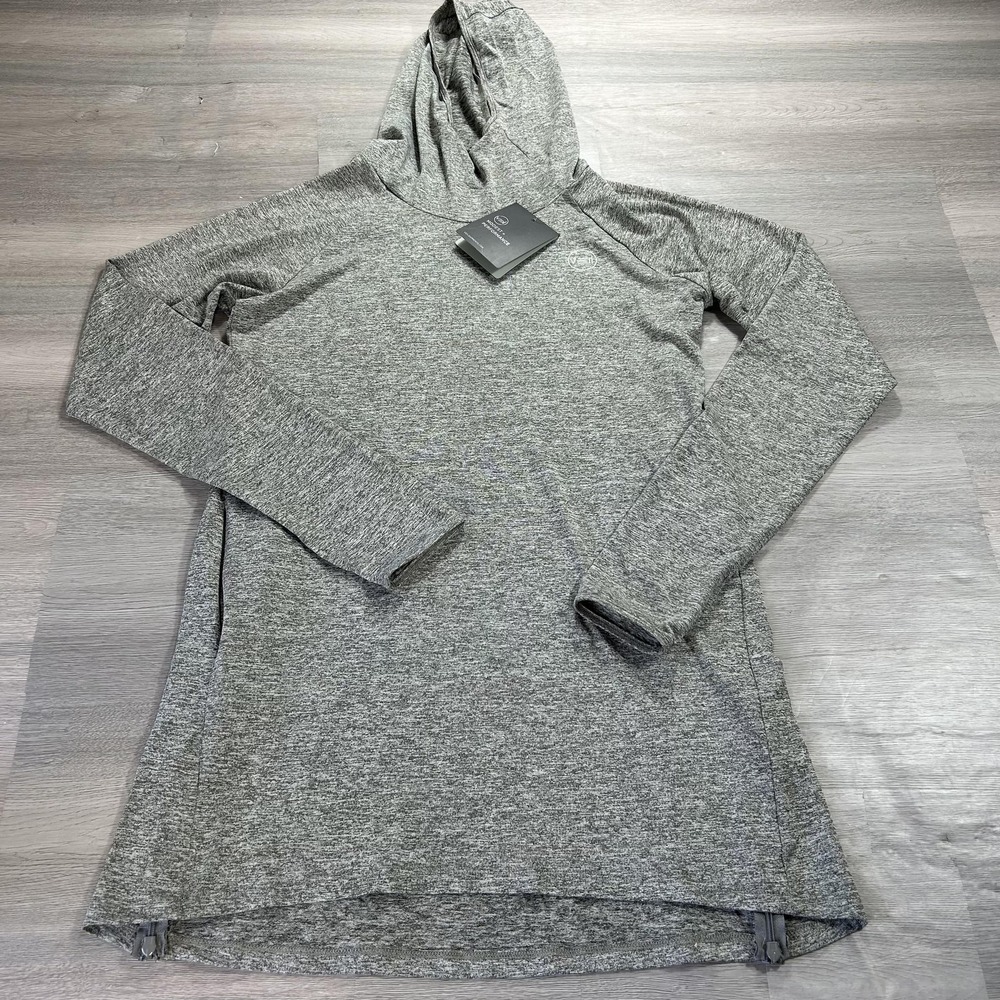 Halo Running Hoodie Womens Medium Gray Longline Tunic Lightweight Stretch Top